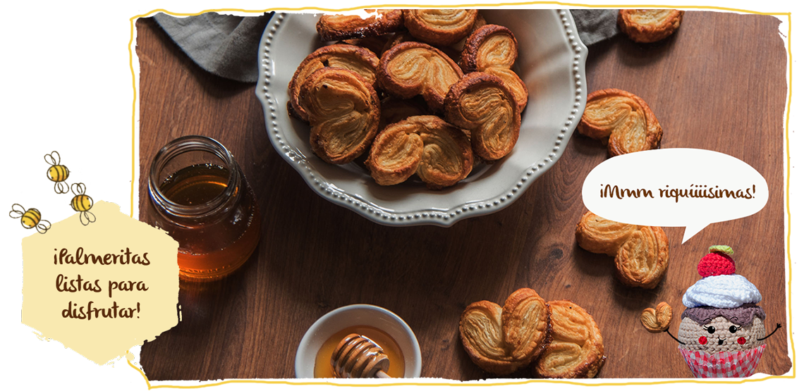 Receta de palmeritas con miel, bodegón