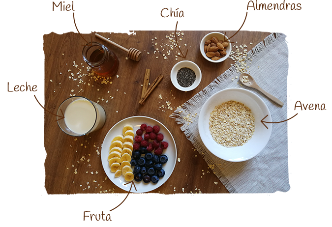 Receta de porridge con miel y frutos rojos, ingredientes