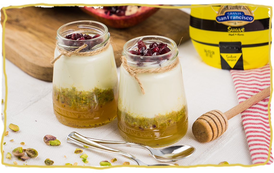 Receta de vasitos de pistachos y granada