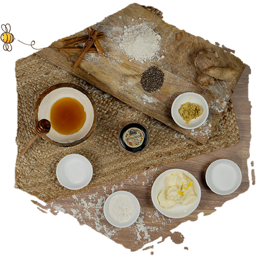 Galletas de jengibre, miel y canela, ingredienes