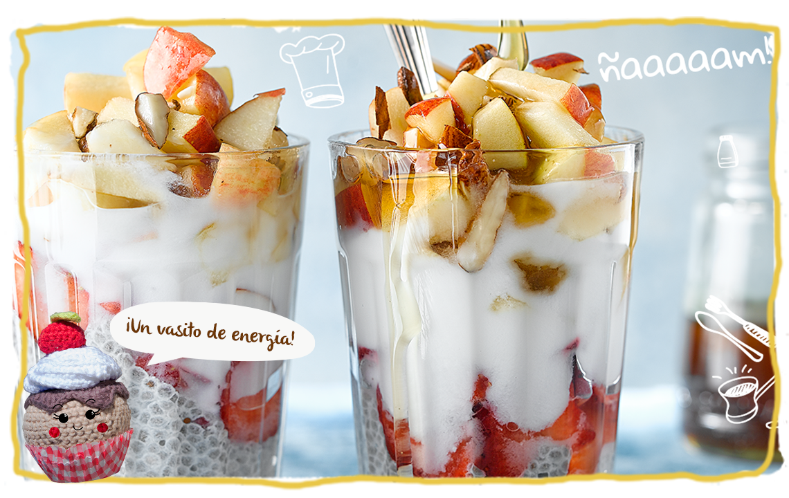 Pudding de chía, manzana y miel, bodegón