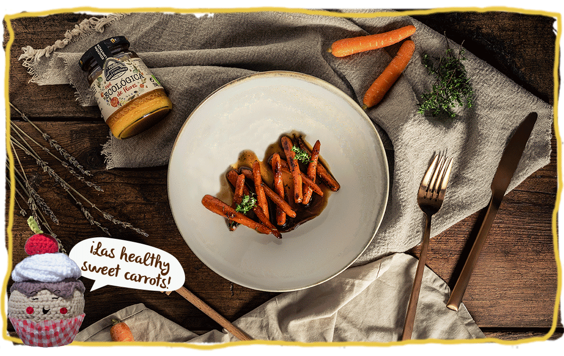 Zanahorias con miel y tomillo, bodegón
